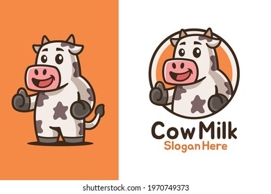 Thumbs Up Cow Mascot Logo Design