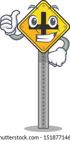 Thumbs up crossroad sign isolated in the character