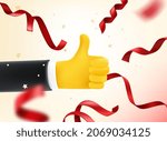 Thumbs up cute cartoon 3d style vector 