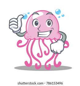 Thumbs up cute jellyfish character cartoon