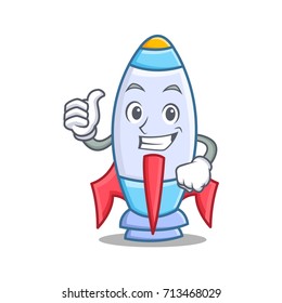 Thumbs up cute rocket character cartoon