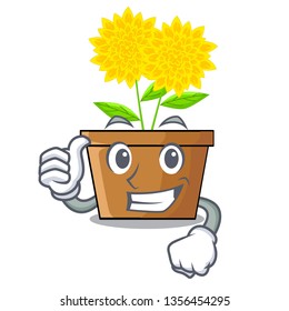 Thumbs up dahlia flower isolated in the cartoon