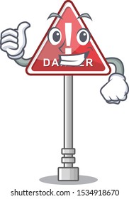 Thumbs up danger cartoon isolated in the character