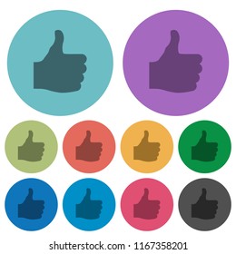 Thumbs up darker flat icons on color round background