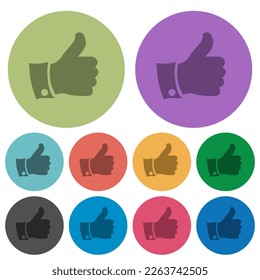 Thumbs up darker flat icons on color round background