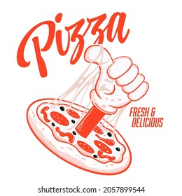 thumbs up for delicious cartoon pizza