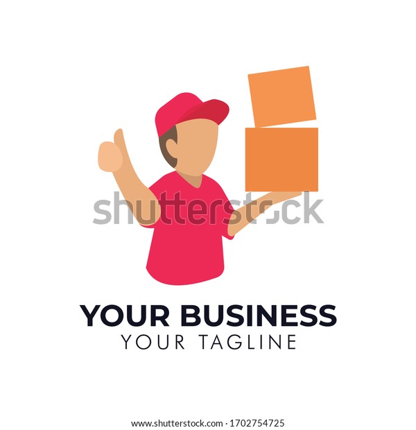 Thumbs\
Up Delivery Man Fast Services Logo Design\
Template