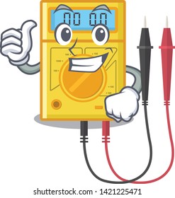 Thumbs up digital multimeter isolated with the character