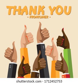 Thumbs up with diversity and color. Flat Design. - Powered by Shutterstock - Get 15% off with code: PIKWIZARD15
