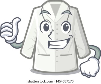 Thumbs up doctor coat isolated in the character