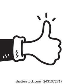 Thumbs up doodle. Hand drawn. Doodle vector illustration