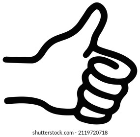 Thumbs Up Doodle Sketch Line Illustration Vector Simple Hand Drawn Hand