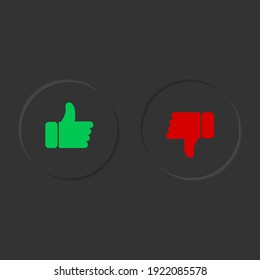 Thumbs up thumbs down. Button like or disliked