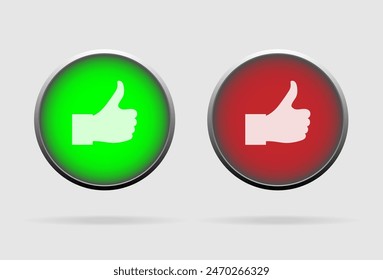 Thumbs up and down buttons on white. vector illustration.