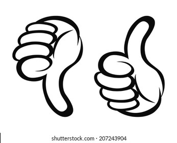 Thumbs Up And Down Cartoon Style