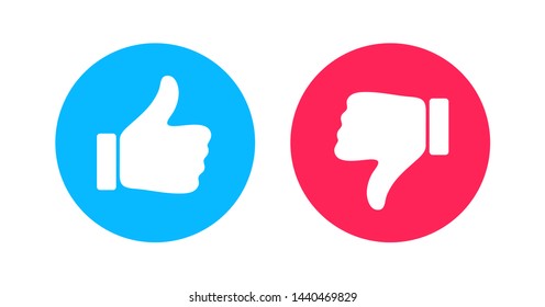Thumbs up and thumbs down circle emblems. Like and dislike icons. Do and Don't symbols. Design Elements for smm, ad, marketing, ui, ux, app and more.