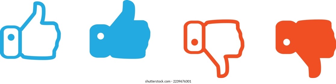 Thumbs up and thumbs down circle emblems. Like and dislike icons. Do and Don't symbols. Design Elements for smm, ad, marketing, ui, ux, app and more.