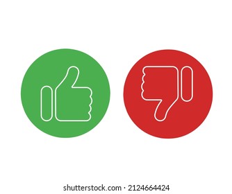 miniaturas arriba y abajo en un círculo.me gusta y no le gusta el icono.símbolo 
