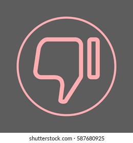 Thumbs down circular line icon. Dislike hand round colorful sign. Flat style vector symbol