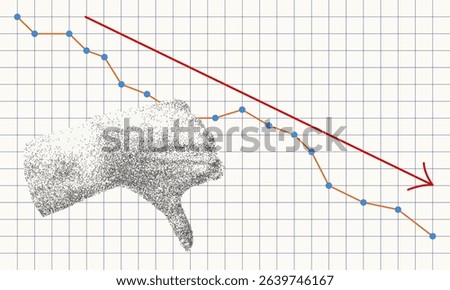 Thumbs Down with Declining Graph Symbolizing Loss or Failure