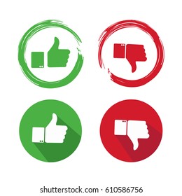 Thumbs up thumbs down in different styles- stock vector
