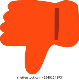 Thumbs Down Dislike Hand Gesture Symbol in Red	
