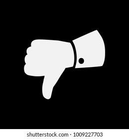Thumbs down dislike, hate or thumbs down dislike for social networks. Disapproval isolated vector icon