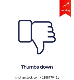 Thumbs down dislike, hate or thumbs down dislike for social networks, art icon for apps and websites. Bad choice sign. Voting. Disapproval isolated vector icon