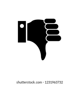 Thumbs down dislike, hate or thumbs down dislike for social networks, art icon for apps and websites. Bad choice sign. Voting. Disapproval isolated vector icon.