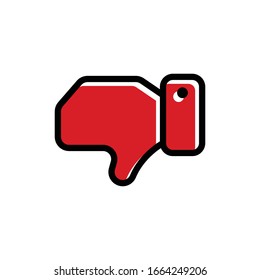 Thumbs down dislike, hate or thumbs down dislike for social networks, art icon for apps and websites. Bad choice sign. Voting. Disapproval isolated vector icon