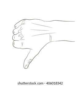 Thumbs down dislike / hate or thumbs down dislike for social networks line art icon for apps and websites