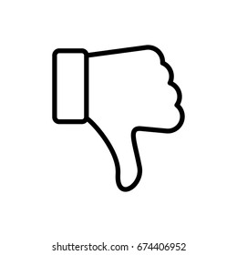 Thumbs down dislike, hate or thumbs down dislike for social networks, line art icon for apps and websites