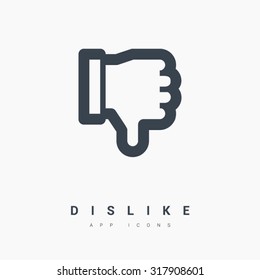 Thumbs down dislike isolated minimal single flat icon in black and white colors. Line vector icon for websites and mobile minimalistic flat design. Modern trend concept design style