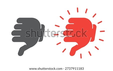 Thumbs down dislike isometric social media UI button set. Downvote reaction. Negative feedback. Disagree rejection icons. Clean modern vector design. Isolated interactive CTA elements collection