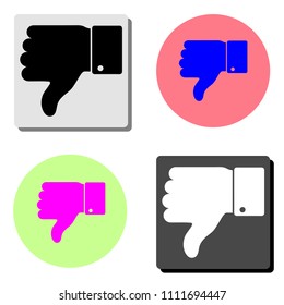 Thumbs down dislike. simple flat vector icon illustration on four different color backgrounds