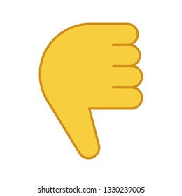 Thumbs down emoji color icon. Disapproval, dislike hand gesture. No, bad gesturing. Isolated vector illustration