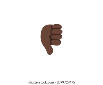 Thumbs down Emoji Gesture Dark Skin Tone. Dark Skin Tone Dislike emoticon gesture