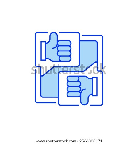 Thumbs Up and Down Filled Line Icon. linear style sign for mobile concept and web design. Outline vector icon.