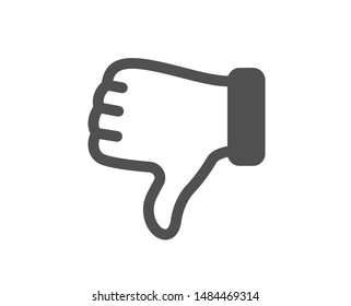 Thumbs down finger sign. Dislike hand icon. Gesture symbol. Classic flat style. Simple dislike hand icon. Vector
