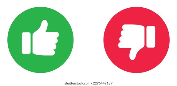 Thumbs up and down flat icon. Like icons. Hands icon. Like icons. Thumbs up collection.