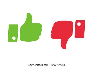 Thumbs up and down flat icons. Thumbs up collection, hands icon, like icons. Vector illustration