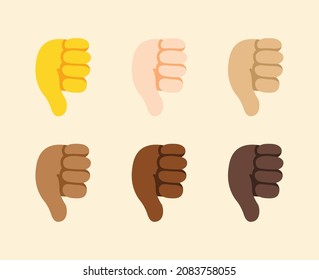 Thumbs Down Gesture Icon. Thumbs Down hand emoji. Dislike sign. All skin tone gesture emoji