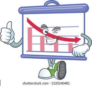 Thumbs up down graphic board in character mascot