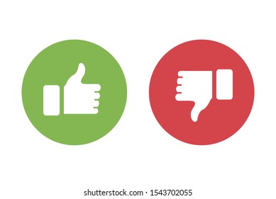 Thumbs up thumbs down green and red isolated vector like social media signs. EPS 10