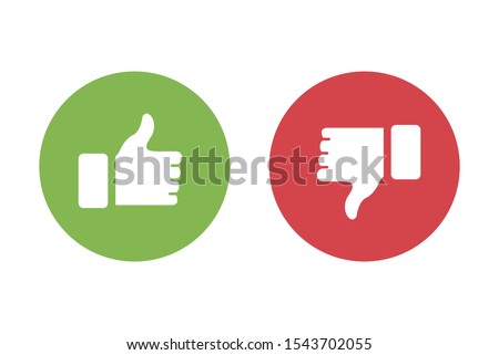 Thumbs up thumbs down green and red isolated vector like social media signs. EPS 10