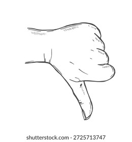 Thumbs Down Hand Emoji Icon Illustration Sign. Human Gesture Vector Symbol Emoticon Design. Hand drawn sketch