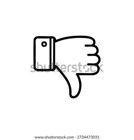 Thumbs Down Hand Gesture Black And White Vector Icon Dislike Negative Feedback Symbol