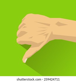 Thumbs down hand sign, dislike