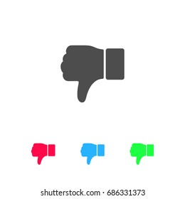 Thumbs down icon flat. Color pictogram on white background. Vector illustration symbol and bonus icons