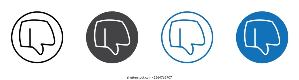 Thumbs down icon flat editable icon mark set.
